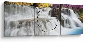 Slika vodopada Erawan u šumi (sa satom) (90x30 cm)