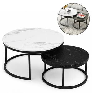 Stolić za kavu – mramor, 2-u-1, 60 i 80 cm, bijeli, STL14BCZ