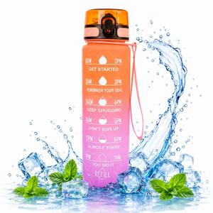 Boca za vodu – s mjerilom, 28 cm, 1000 ml, roza