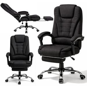 Uredska stolica – Boss, s naslonom za noge, 68×58×34 cm, crna, KO22CZ-MAT
