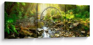 Slika rijeke u zelenoj šumi (sa satom) (90x30 cm)