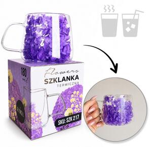 Termo čaša s cvijećem, 9,5 cm, 180 ml, plava, SZK217
