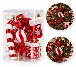 Kuglice za bor – set od 4 kom, 15×7,5 cm, crvene