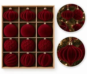 Kuglice za bor – set od 12 kom, od baršuna, 5,5 cm