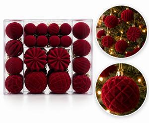 Kuglice za bor – set od 48 kom, od baršuna, 28 cm