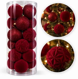 Kuglice za bor – set od 24 kom, od baršuna, 8 cm