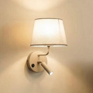 TK Lighting Zidna lampa Maja, pijesak, tekstil, svjetiljka za čitanje, visina 25 cm, prigušiva, Bež, spavaća soba, Tkanina / tekstil