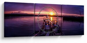 Slika ribarskih brodova u luci (sa satom) (90x30 cm)