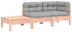 VidaXL Vrtna sofa s jastucima i tabureom od masivnog drva duglazije