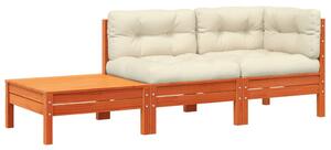 VidaXL Vrtna sofa s jastucima i tabureom od masivne borovine