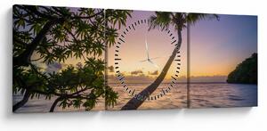 Slika palme na plaži (sa satom) (90x30 cm)