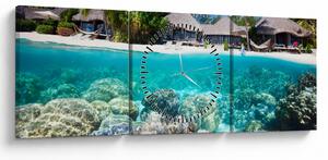Slika plaže na tropskom otoku (sa satom) (90x30 cm)