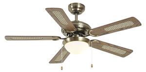 Stropni ventilator mjed s drvenim uzorkom i ratanom 105 cm s poteznim prekidačem - Mistral Majas
