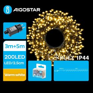 Aigostar - LED Vanjske božićne lampice 200xLED/8 funkcija 8m IP44 topla bijela