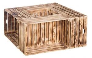 ATMOWOOD Drveni paljeni sanduci stolić za kavu 84 x 39 x 84 cm
