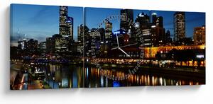 Slika noći u Melbourneu (sa satom) (90x30 cm)