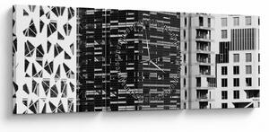 Slika crno-bijele arhitekture (sa satom) (90x30 cm)