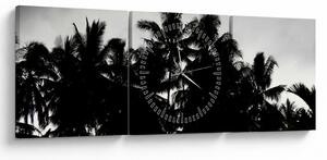 Crno-bijela slika - palme (sa satom) (90x30 cm)