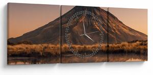 Slika odsjaj planine Taranaki, Novi Zeland (sa satom) (90x30 cm)