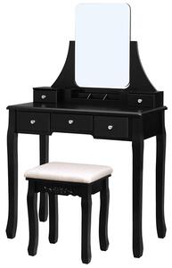 Toaletni stolić sa stolicom, Moderni stolić za šminkanje s velikim ogledalom bez okvira, Crna | VASAGLE