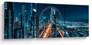 Slika - Dubai noću (sa satom) (90x30 cm)