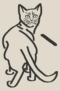 Ilustracija Line Art Cat Drawing 5, Little Dean, (30 x 40 cm)