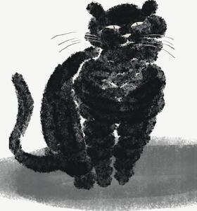 Ilustracija Portrait of a black cat, Little Dean, (30 x 40 cm)