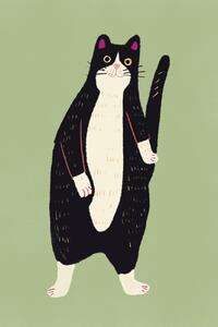 Ilustracija Black and white cat, Little Dean, (26.7 x 40 cm)