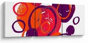 Slika - Motiv s krugovima u toplim bojama (sa satom) (90x30 cm)
