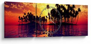 Slika otoka u zalasku sunca (sa satom) (90x30 cm)