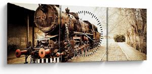 Slika - Povijesna lokomotiva (sa satom) (90x30 cm)