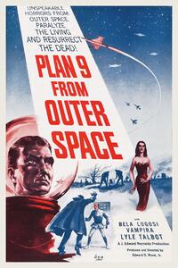 Reprodukcija umjetnosti Plan 9 from Outer Space (Vintage Cinema / Retro Movie Theatre Poster / Horror & Sci-Fi), (26.7 x 40 cm)
