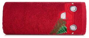 Pamučni božićni ručnik crvene boje s autićem Širina: 70 cm | Duljina: 140 cm