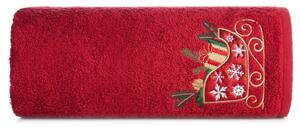Pamučni crveni ručnik s božićnim sanjkama Širina: 70 cm | Duljina: 140 cm