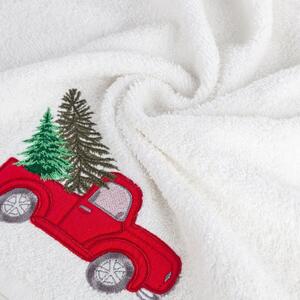 Pamučni božićni ručnik bijele boje s autom Šírka: 50 cm | Dĺžka: 90 cm