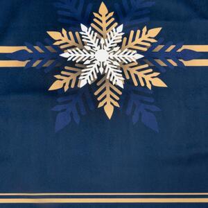 Božićni stol u plavoj boji s uzorkom zlatnih pahulja Širina: 40 cm | Duljina: 140 cm