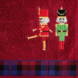 Pamučni božićni ručnik crvene boje s kositrenim vojnicima Širina: 70 cm | Duljina: 140 cm