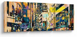 Slika naslikanih apstrakcija (sa satom) (90x30 cm)