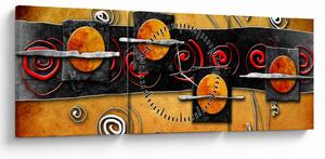 Slika apstrakcije - Planeti (sa satom) (90x30 cm)