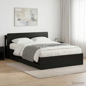 Okvir kreveta s pohranom Crna 150 x 200 cm Konstruirano drvo - Crna / 150 x 200 cm