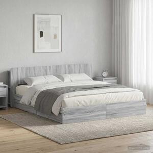 Okvir kreveta s pohranom s ladicama Siva Sonoma 200 x 200 cm - Siva / 200 x 200 cm