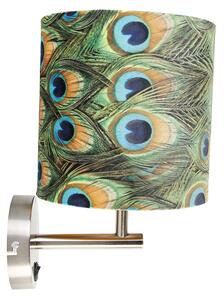 Botonska zidna svjetiljka čelik s velur paunom - Combi