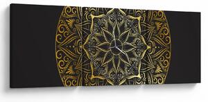 Slika zlatne apstrakcije (sa satom) (90x30 cm)