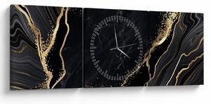 Slika zlatne apstrakcije (sa satom) (90x30 cm)