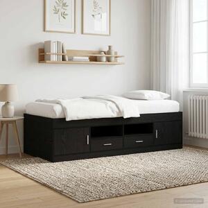 Okvir kreveta s pohranom s ladicama Crni hrast 80 x 200 cm - Crna / 80 x 200 cm