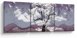 Slika - Stablo u oblacima (sa satom) (90x30 cm)