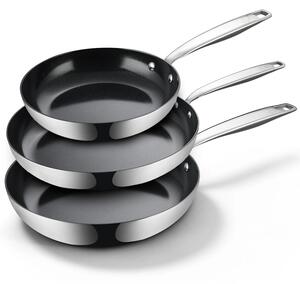 BE Living Set 3 tave Essential Black 20-24-28 cm troslojni nehrđajući čelik