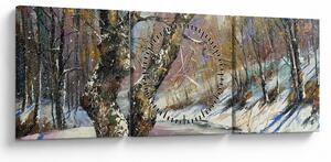 Slika naslikanog zimskog krajolika (sa satom) (90x30 cm)