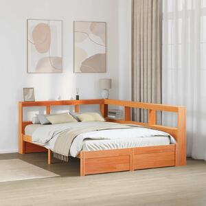 Krevet s policama s uzglavljem 2 pcs Vosak smeđa 200 x 140 cm - Smeđa / 200 x 140 cm