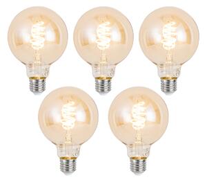 Set od 5 pametnih E27 LED žarulja s prigušivanjem G95 jantarne 4.9W 320 lm 2500K Zigbee